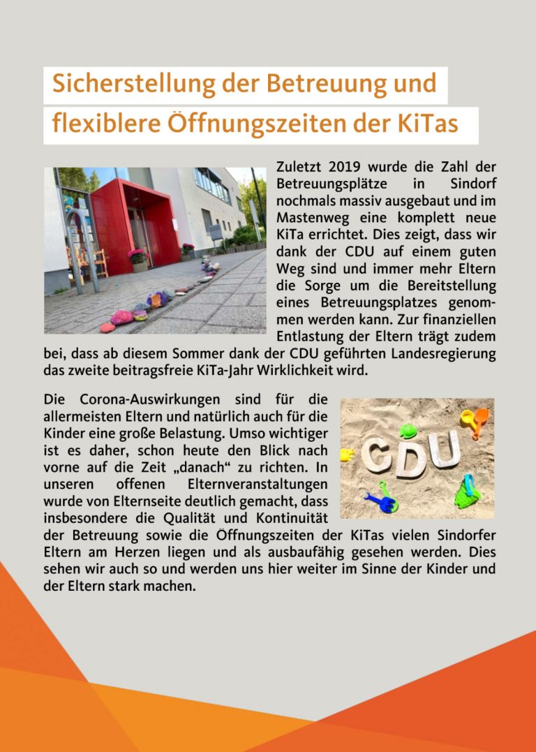 Wahlprogramm der CDU-Sindorf - CDU Kolpingstadt Kerpen