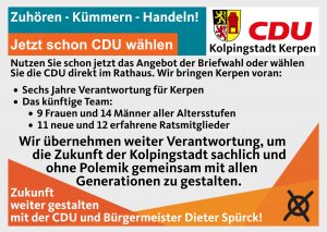 Zuhören – Kümmern – Handeln! Das Team der CDU wählen!