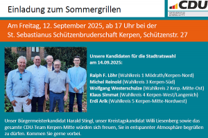 Einladung zum Sommergrillen des CDU-OV Kerpen Mitte